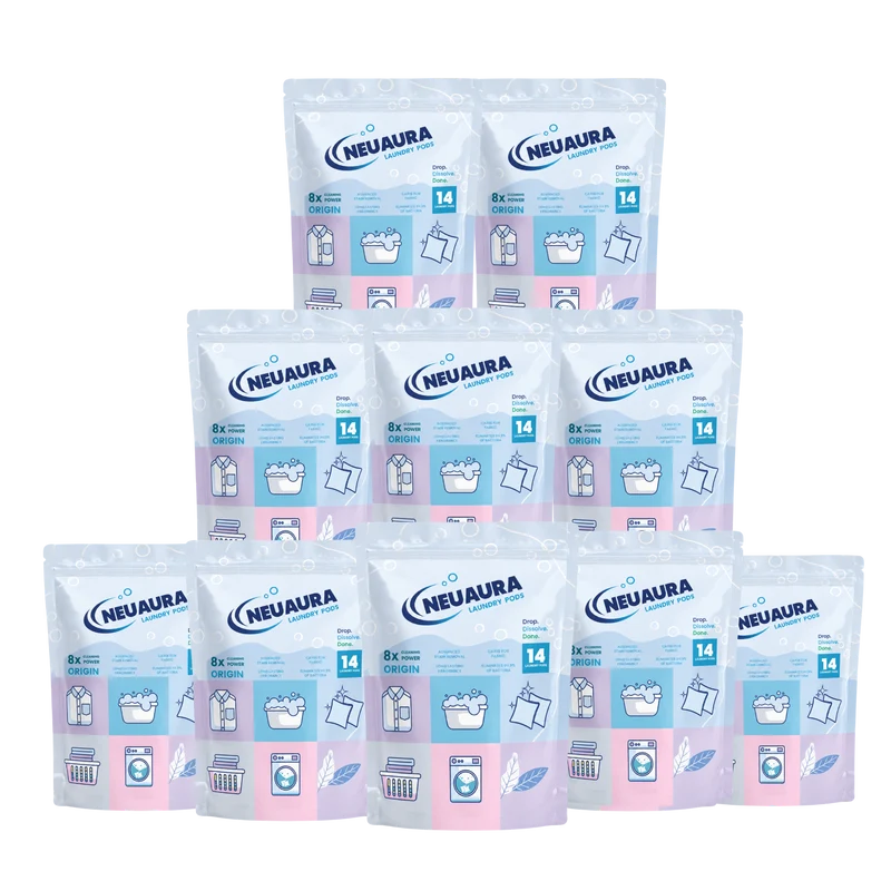 Neuaura Laundry Pods | No-Mess Detergent Pods for Washing Machines (Pack of 10) (140 Pods)